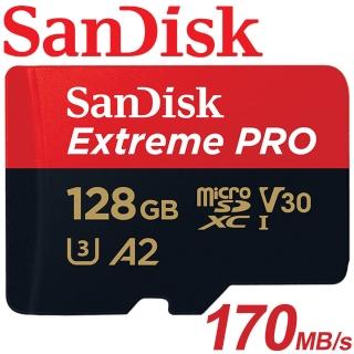 【SanDisk 晟碟】128GB 170MB/s Extreme Pro microSDXC U3 V30 A2 記憶卡(平輸)