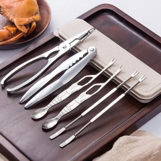 【PUSH!】餐具用品吃蟹工具蟹六件蟹鉗蟹夾蟹針六件套(D158)