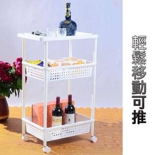 【生活King】可推式寬型三層架(附輪)