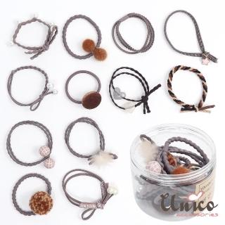 【UNICO】韓版百變組合12件髮圈橡皮筋組合盒裝-I(配件)