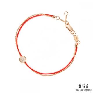 【點睛品】Wrist Play 圓滿 18K玫瑰金鑽石紅繩手鍊