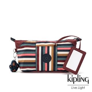 【KIPLING】繽紛仲夏條紋附隨身鏡化妝包-ART POUCH