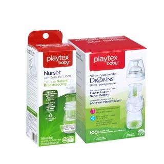 【美國Playtex】防脹氣拋棄式奶瓶組 118ML/4oz(拋棄式奶瓶*1+替換袋105入)