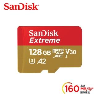 【SanDisk 晟碟】Extreme microSDXC UHS-I V30 A2 128GB 記憶卡(公司貨)