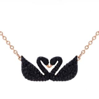 【SWAROVSKI 施華洛世奇】雙黑天鵝水晶項鍊