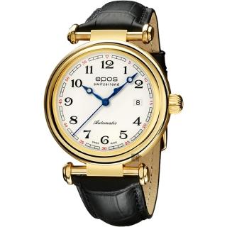 【epos 愛寶時】Originale 原創系列復刻版機械腕錶-金框x黑/42mm(3430.130.22.30.25FB)