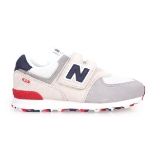 【NEW BALANCE】17-22CM_574系列_兒童復古慢跑鞋-WIDE NEW BALANCE 淺灰丈青紅(YV574UJD)