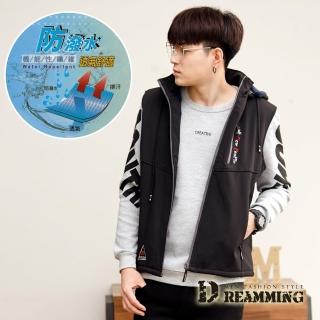 【Dreamming】NEW機能防潑水保暖加絨連帽背心外套(黑色)
