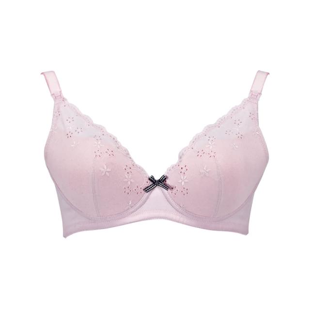 【Gennies 奇妮】哺乳內衣 牛奶紗深V軟鋼圈內衣(粉)