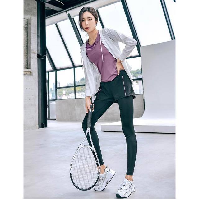 【BODYAIR】明星精選假兩件九分褲-快速(瑜珈.運動.慢跑.透氣.舞蹈.運動褲)