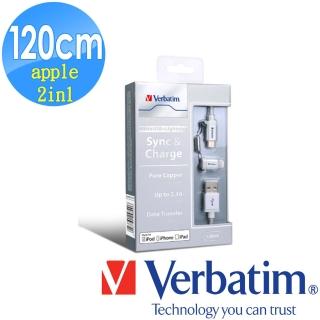 【Verbatim 威寶】Android + Lightning MFI認證雙接頭2合1傳輸線120cm 銀色