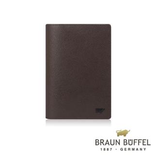 【BRAUN BUFFEL 德國小金牛】台灣總代理 洛菲諾P系列5卡護照夾-咖黑(BF334-501-DM)