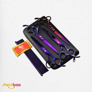 【神寶寵物】電鍍紫美容剪刀套組(應有盡有)