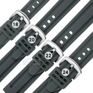 【Watchband】18.20.22.24 mm / 各品牌通用 舒適耐用 輕便 運動型 加厚矽膠錶帶(灰色)