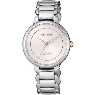 【CITIZEN 星辰】L系列白蝶貝面板球面氣質腕錶-銀色(EM0676-85X)