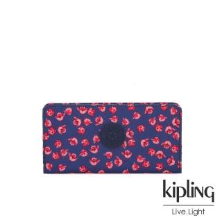 【KIPLING】古典茜紅小花多卡層磁釦長夾-JOANNA