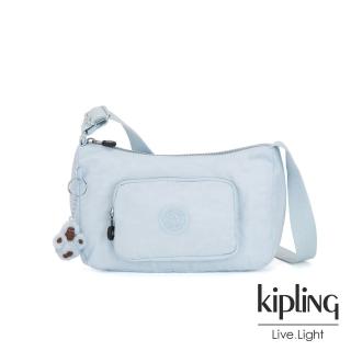 【KIPLING】棉花糖藍雙拉鍊口袋側背包-SAMARA