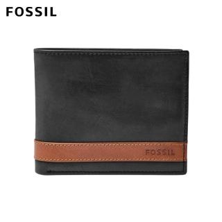 【FOSSIL】Quinn 黑色真皮大零錢袋皮夾 男ML3653001