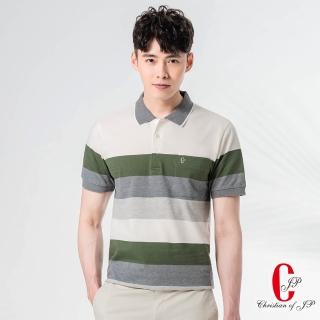 【JYI PIN 極品名店】夏季自然風尚短袖POLO衫_白綠紋(PS887-80)