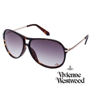 【Vivienne Westwood】英國精品時尚細板雙桿系列造型太陽眼鏡(VW69502-琥珀)