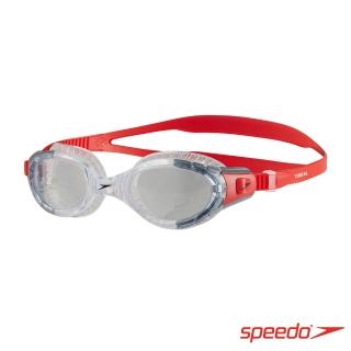 【SPEEDO】成人運動泳鏡 Futura Biofuse(透明/紅)
