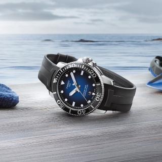 【TISSOT 天梭】Seastar 1000 海洋之星300米潛水機械錶-藍x黑/43mm(T1204071704100)