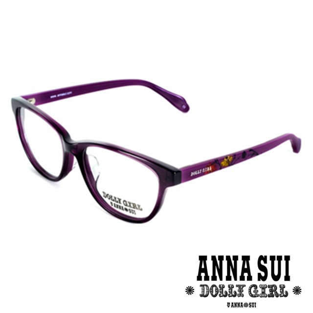 【ANNA SUI 安娜蘇】Anna Sui日本安娜蘇Dolly Girl系列—繽紛印花黑框光學眼鏡(DG510-795-紫)