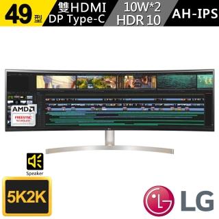 【LG 樂金】49型 5K 32：9 UltraWide Dual QHD 內建喇叭 多工曲面螢幕(49WL95C-WE)