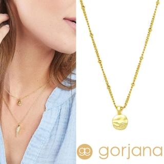 【GORJANA】金色星辰豆豆項鍊 波浪紋迷你錢幣項鍊 Shorebreak(錢幣項鍊)
