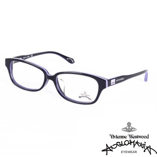 【Vivienne Westwood】ANGLO MANIA系列-英倫龐克黑框方塊土星環光學眼鏡(AN249-05-紫)