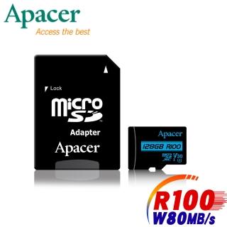 【Apacer 宇瞻】128GB MicroSDXC R100/W80MB UHS-I U3(V30 4K記憶卡-速達)
