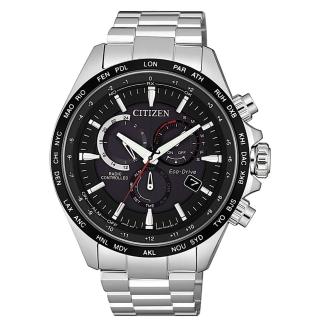 【CITIZEN 星辰】光動能 宇宙拓荒者電波男錶-黑x銀/45mm(CB5838-85E)