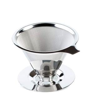 手沖咖啡免濾紙不銹鋼濾杯115mm350ml(手沖咖啡304不銹鋼濾杯極細濾網免濾紙不留殘渣)