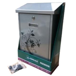 E5605 信箱 印花烤漆信箱 銀花 上掀式信箱 信件箱 意見箱信件郵件 附鑰匙螺絲(外投外取 40*25*10cm)