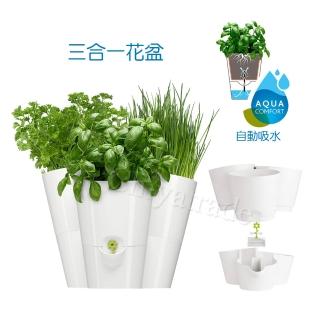 【德國EMSA】三合一園藝自動吸水器 吸水花盆 美化花盆植栽盆栽 浮標缺水提示-白(德國設計美學)