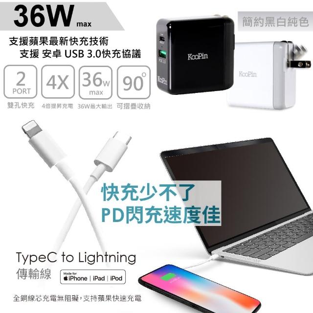 iPhone PD 閃電充電器36W+Type-C to Lightning 蘋果認證PD快充線