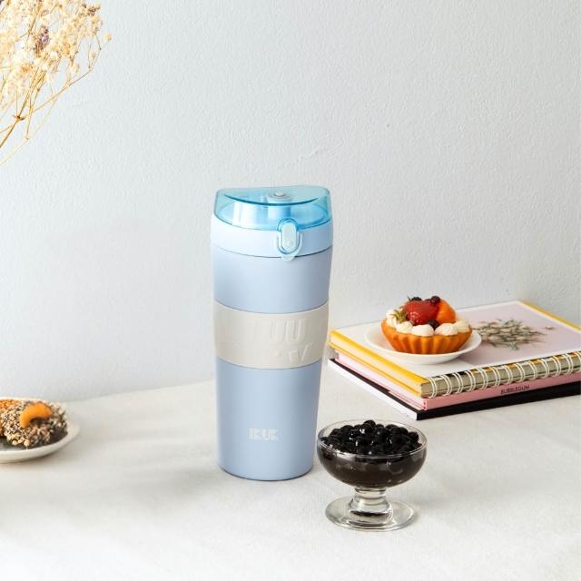 【IKUK 艾可】2入組-真陶瓷彈蓋吸管保冰杯800ml+真陶瓷吸管杯冰壩杯900ml贈5件組配件(特惠組/保溫瓶)