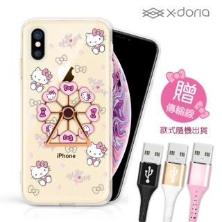 【SANRIO 三麗鷗】iPhone Xs Max HelloKitty 摩天輪旋轉指環背蓋-甜心樂園(贈傳輸線)
