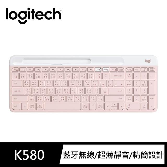 【Logitech 羅技】K580 超薄跨平台藍牙鍵盤 + M750L 大手版多工靜音無線滑鼠