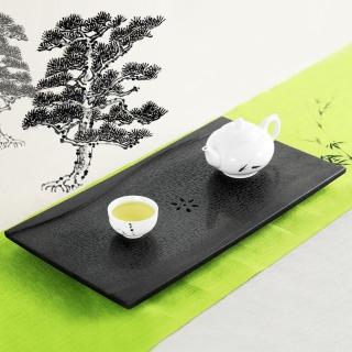 【生活禪】玄武岩石雕茶盤-川流不息B21-002(40x22x3cm)