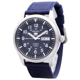 【SEIKO 精工】運動機械男錶 帆布錶帶 深藍 防水100米(SNZG11K1)