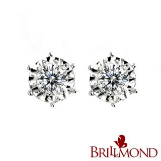 【BRILLMOND JEWELRY】璀璨光芒20分鑽石耳環(18K白金台+10分鑽X2)