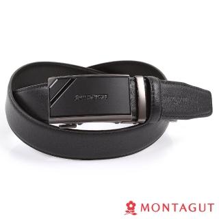 【MONTAGUT 夢特嬌】設計師款飾條質感款358(真皮自動扣皮帶)
