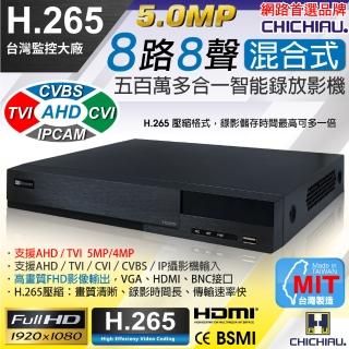 【CHICHIAU】H.265 5MP 8路8聲 五合一數位高清遠端監控錄影主機