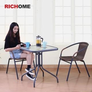 【RICHOME】奧利爾休閒桌椅組-一桌二椅(方桌/圓桌可選)