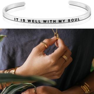 【MantraBand】美國悄悄話手環 It Is Well With My Soul 我心靈得安寧 銀色手環(悄悄話手環)