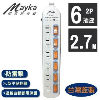 【Mayka明家】6開6插家用延長線 2.7M/9呎SP-617-9(優惠特價中)