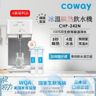 【Coway】Coway 濾淨智控飲水機 冰溫瞬熱桌上型 CHP-242N(★贈軟水專用淨水器 市值$3500)