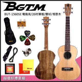 【BGTM】BGTM嚴選單板BUT-1560SE雲杉相思木26吋電烏克麗麗~加贈8大好禮(雲衫單板 電烏克 內建調音器)