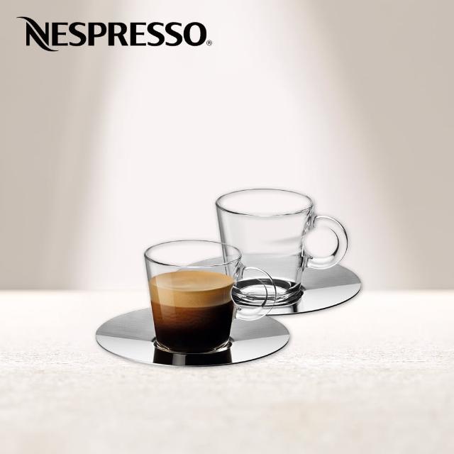 【Nespresso】VIEW Espresso 杯盤組(內含2只Espresso玻璃咖啡杯_80ml與2只亮面不鏽鋼盤)